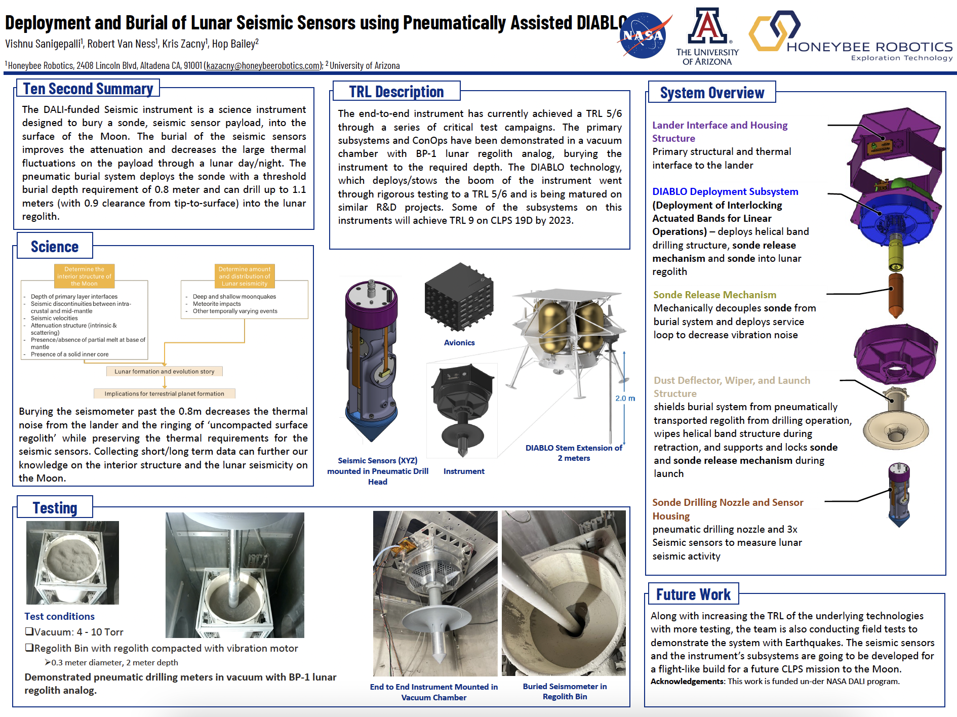 Deployment and Burial of Lunar Seismic Sensors using Pneumatically Assisted DIABLO